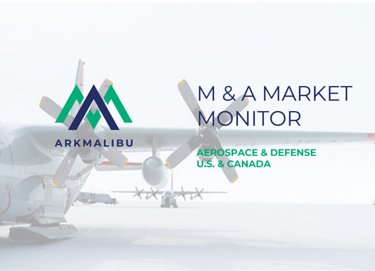 Market Monitor Cover for Aerospace & Defense. Faded Plane on a runway in the background