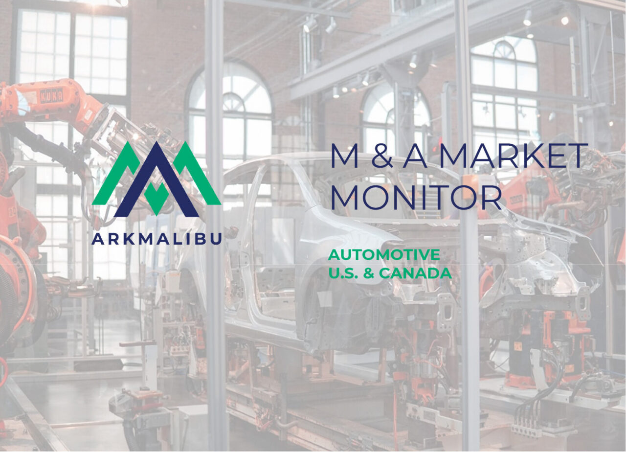 Market Monitor Cover for Automotive. Faded car on an assembly line in the background