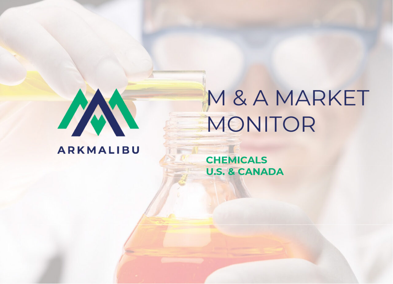 Market Monitor Cover for Chemicals. Faded Image of a person pouring chemicals into a container in the background