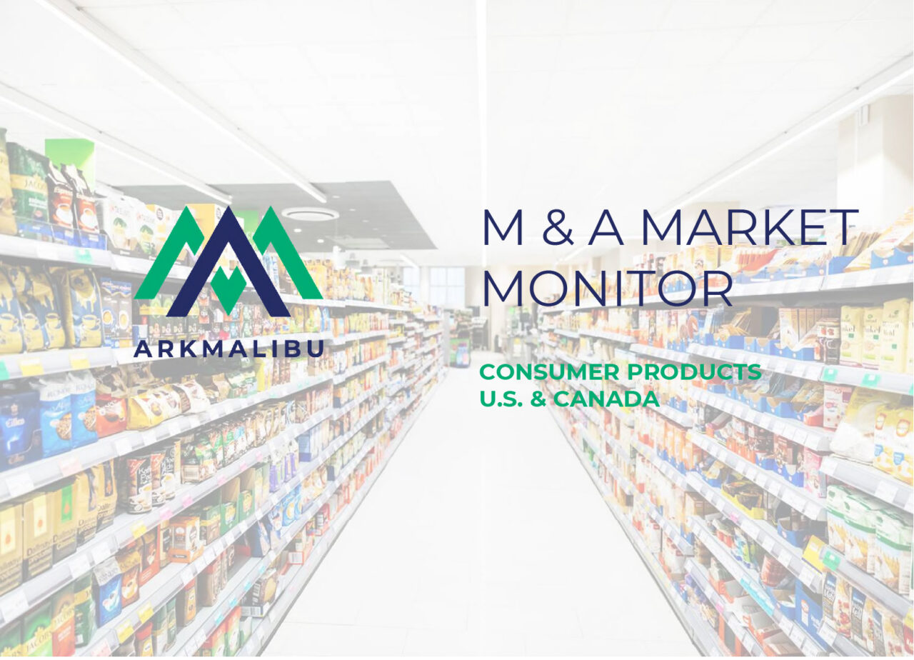 Market Monitor Cover for Consumer Products. Faded Image of a fully stocked Grocery Store aisle in the background