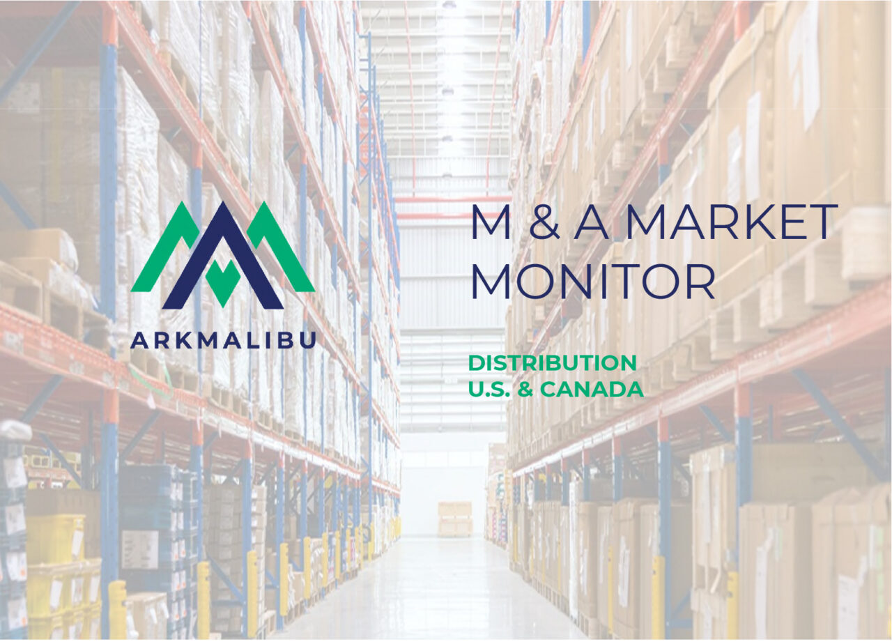 Market Monitor Cover for Distribution. Faded Image of an aisle in a warehouse in the background