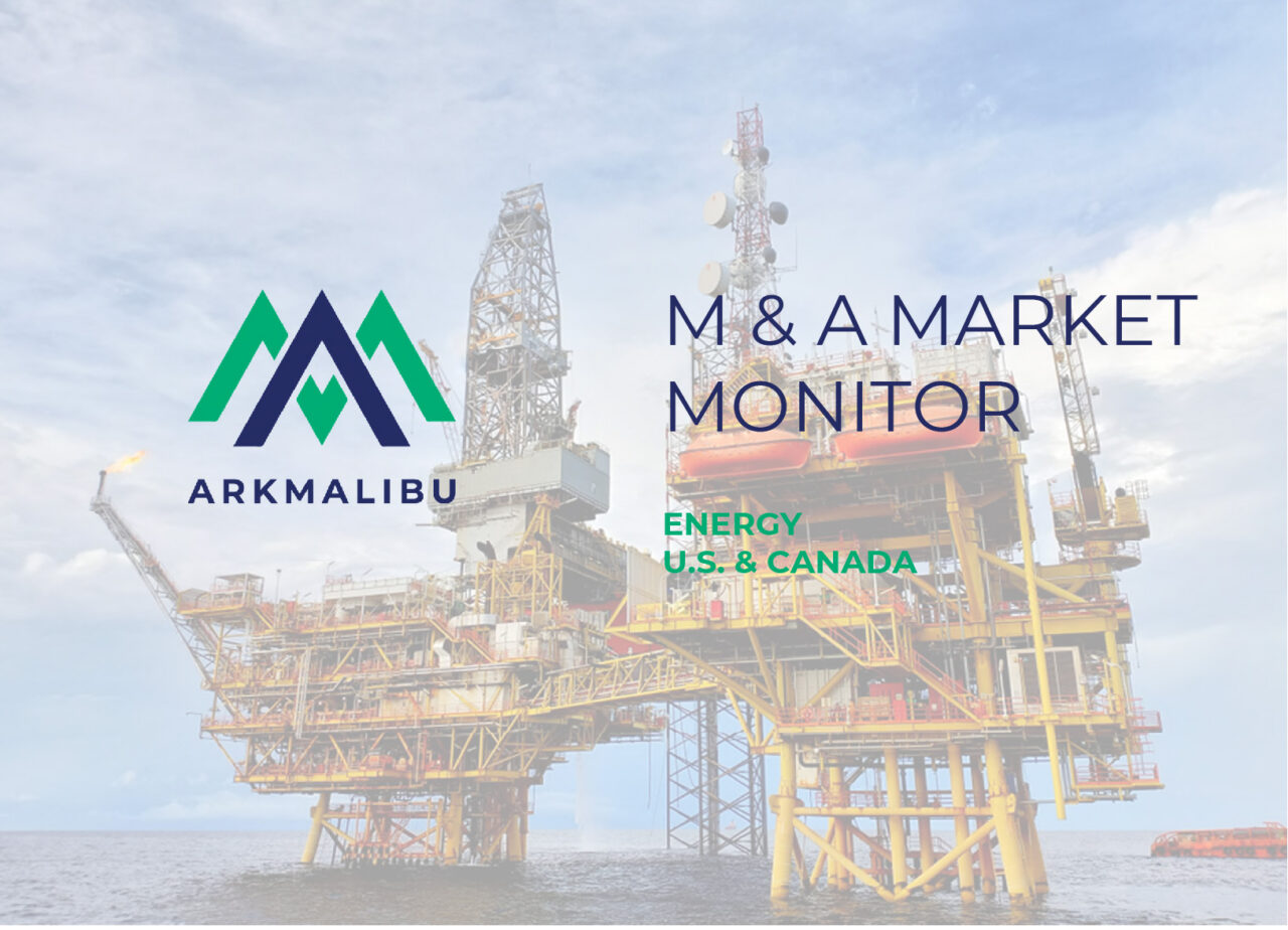 Market Monitor Cover for Energy. Faded Image of an oil platform in the background