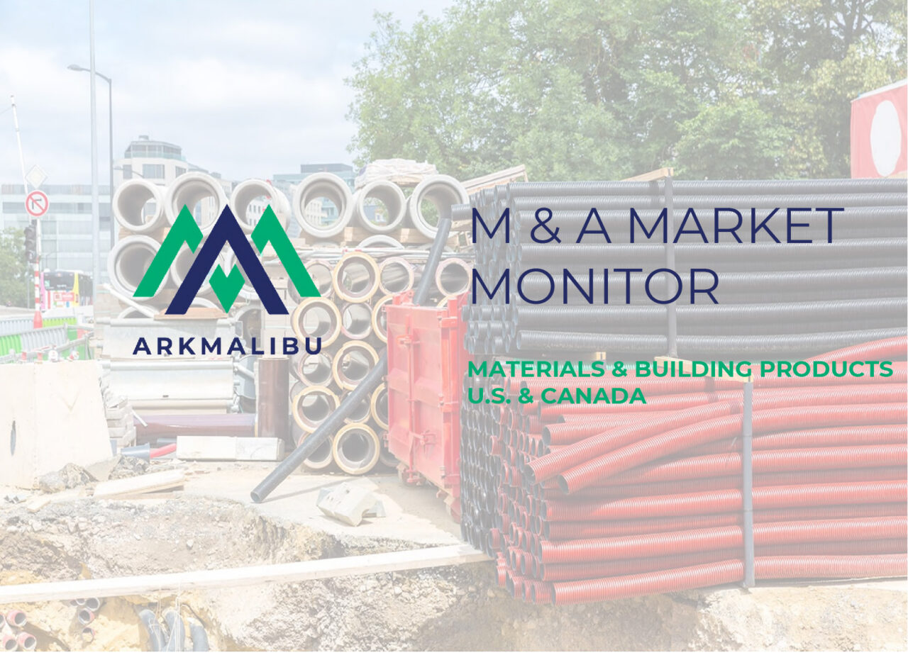 Market Monitor Cover for Materials & Building Products. Faded Image of a stockpile of building materials in the background