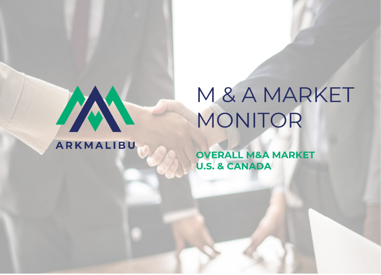 Market Monitor Cover for Overall M&A. Faded Image of handshake the background