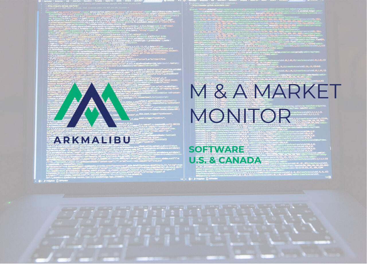 Market Monitor Cover for Software. Faded Image of a computer screen with code on it in the background