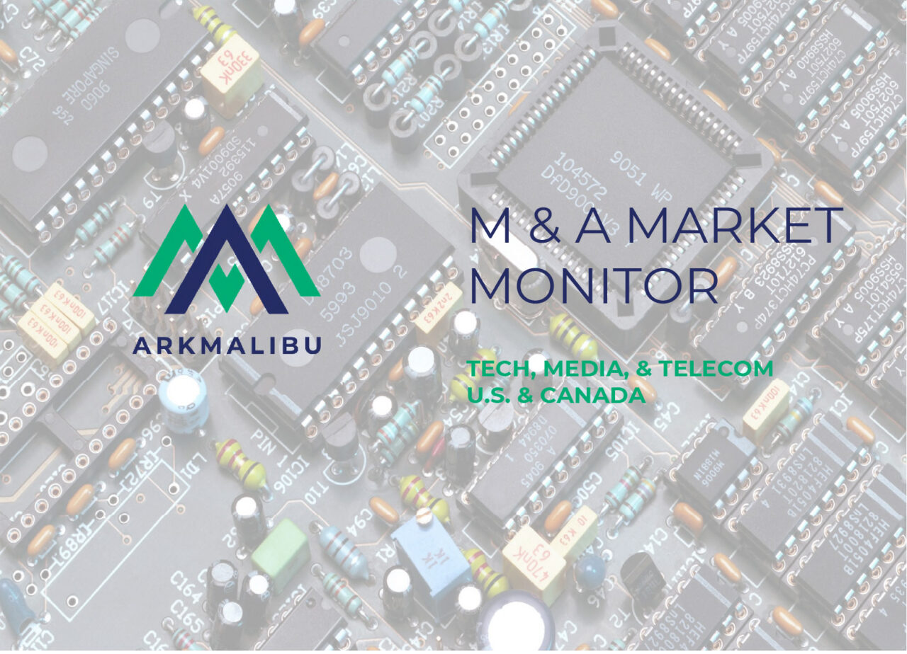 Market Monitor Cover for Tech, Media & Telecom. Faded Image of a circuit board in the background