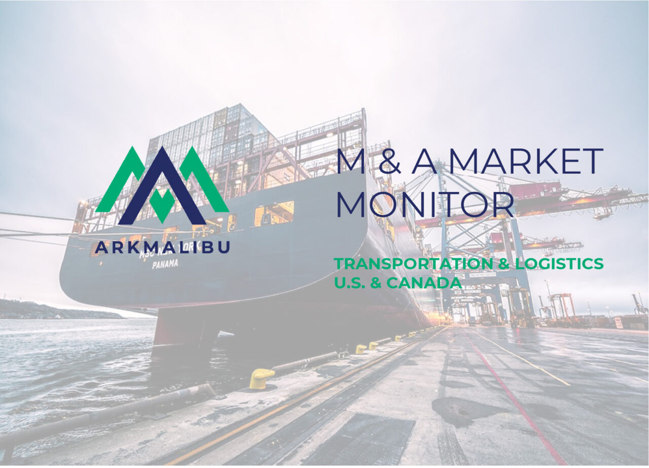 Market Monitor Cover for Transportation. Faded Image of a large ship filled with shipping containers in the background